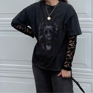 Black Lace Long Sleeve Crop Top